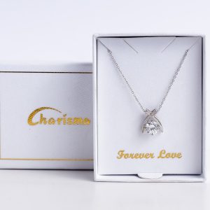 silver cross set crystal pendant necklace